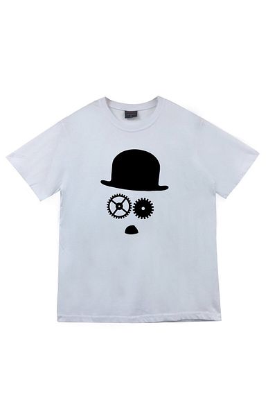 fame-stoned Μπλουζάκι Charlie Chaplin Printed Unisex 100% Cotton White T-shirt