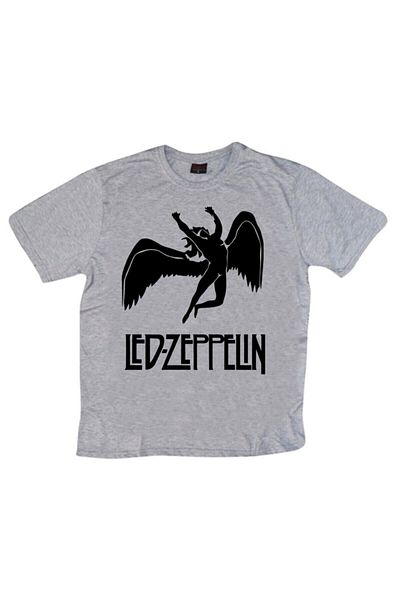 fame-stoned Μπλουζάκι με στάμπα Led Zeppelin Unisex 100% Cotton Grey