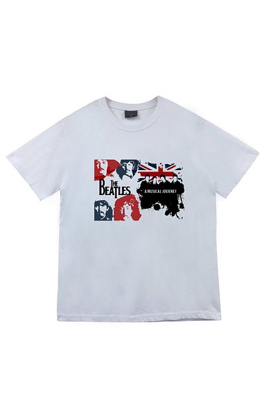 fame-stoned The Beatles Printed Unisex 100% βαμβακερό λευκό μπλουζάκι