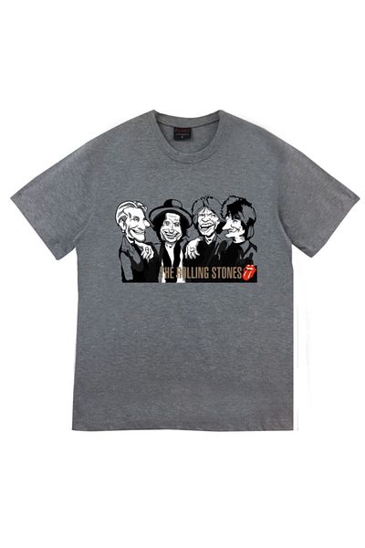fame-stoned Μπλουζάκι The Rolling Stones Printed Unisex 100% Cotton Grey T-shirt