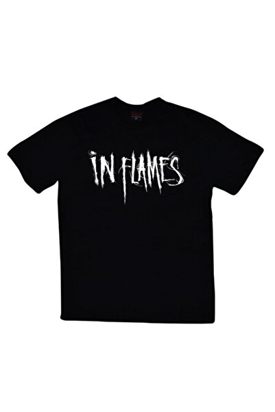 fame-stoned Μπλουζάκι In Flames Printed Unisex 100% Cotton Μαύρο T-shirt