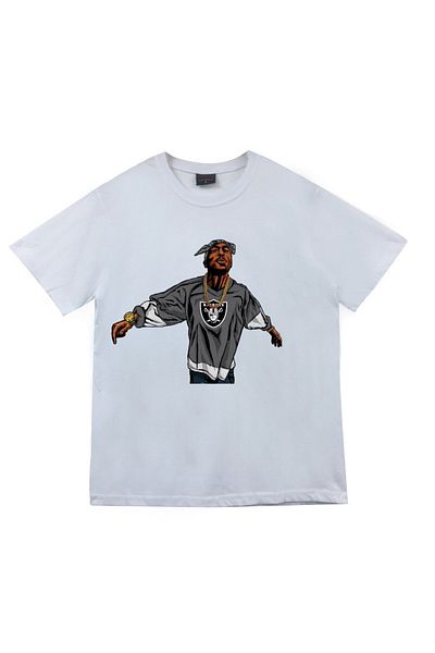fame-stoned Μπλουζάκι Unisex Λευκό Tupac Shakur με στάμπα