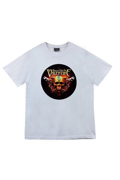 fame-stoned Bullet For My Valentine Printed Unisex 100% βαμβακερό λευκό μπλουζάκι
