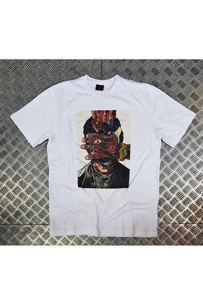 fame-stoned Unisex Λευκό T-Shirt Μπλουζάκι με στάμπα