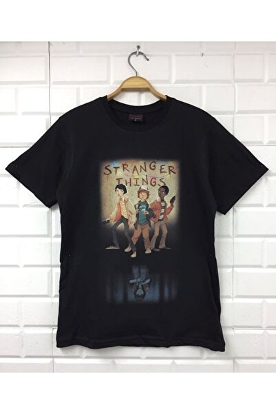 fame-stoned Unisex crna Stranger Things Štampano T-shirt