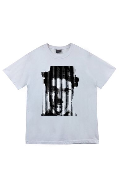 fame-stoned Μπλουζάκι Charlie Chaplin Printed Unisex 100% Cotton White T-shirt
