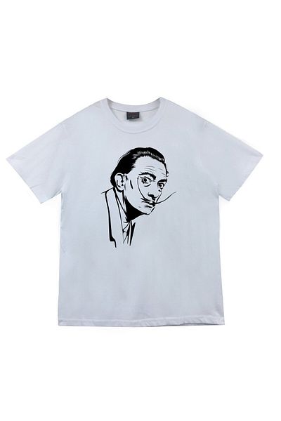 fame-stoned Unisex Λευκό μπλουζάκι Salvador Dali με στάμπα