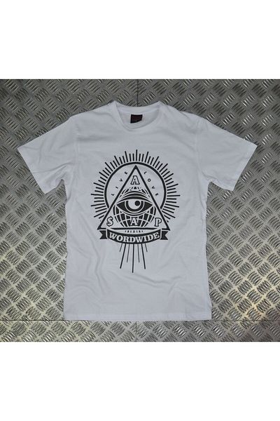 fame-stoned Λευκό μπλουζάκι Asap Rocky Printed Unisex 100% βαμβάκι