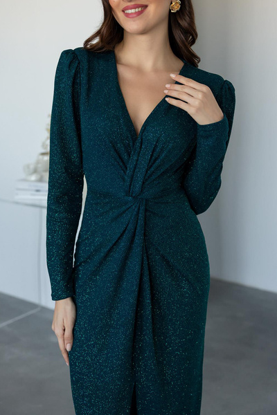 Neşeli Butik γυναικείο βραδινό φόρεμα με λεπτομέρειες ασημί NBMY3633