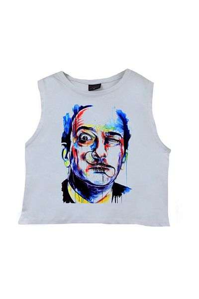 fame-stoned Μπλουζάκι Salvador Dali Crop Top με εμπριμέ αφαλό
