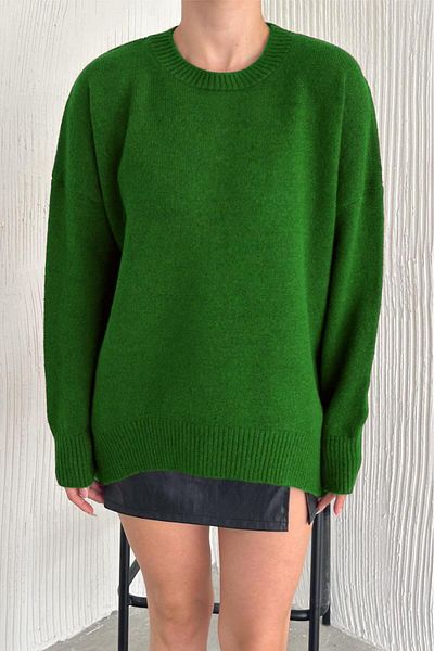 FEMELLE Pulover de damă Benetton, verde, mărime standard, tricotaj supradimensionat