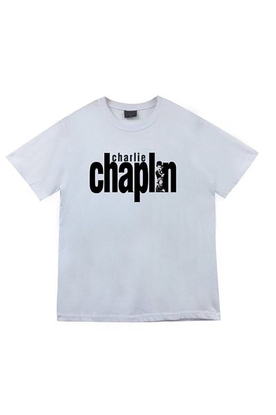 fame-stoned Μπλουζάκι Charlie Chaplin Printed Unisex 100% Cotton White T-shirt