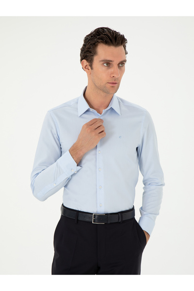 Cacharel قميص أزرق فاتح بقصة ضيقة وأكمام طويلة 50303231-VR003