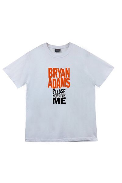 fame-stoned Tricou alb unisex 100% bumbac cu imprimeu Bryan Adams