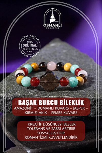 OSMANLI DOĞAL TAŞ Başak Burcu Doğal Taş 8mm Yonca Bileklik