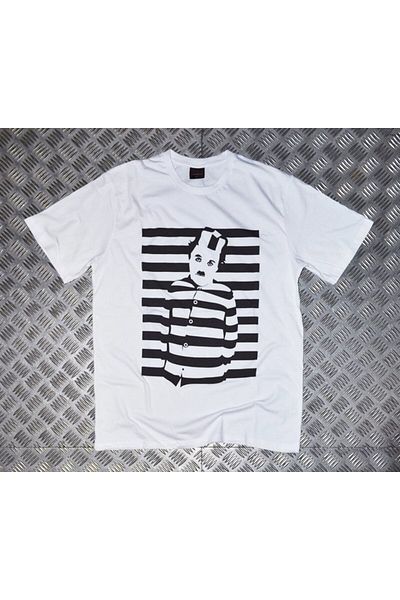 fame-stoned Μπλουζάκι Unisex White Charlie Chaplin Printed