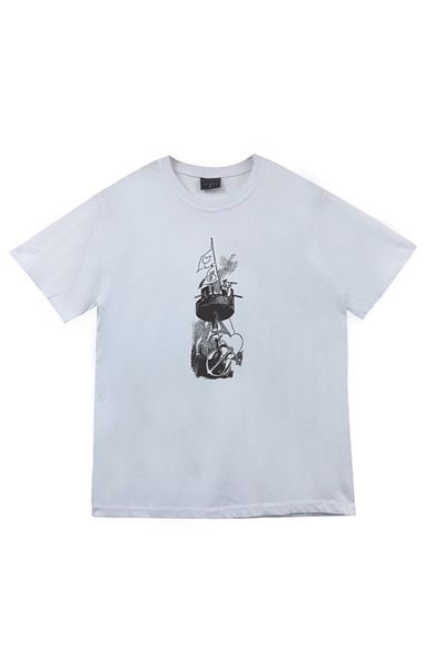 fame-stoned Μπλουζάκι Unisex White Sailor Ship Anchor