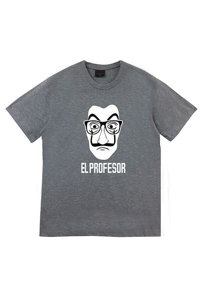 fame-stoned Μπλουζάκι Unisex Grey La Casa De Papel με στάμπα
