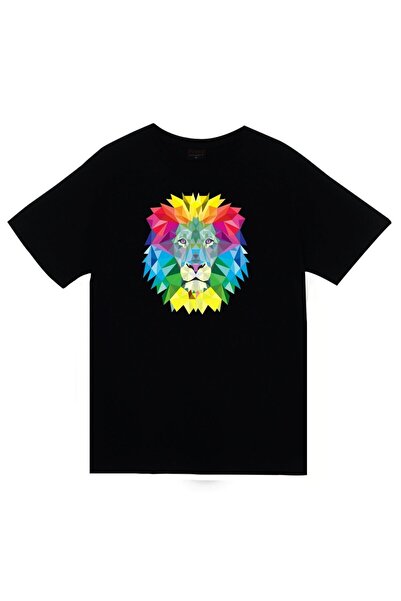 fame-stoned Aslan Štampano Unisex 100% pamuk Crna T-shirt