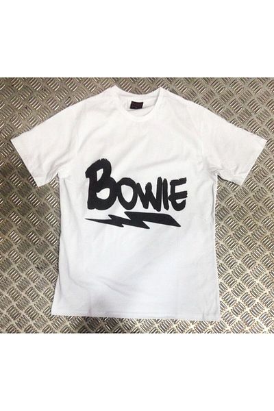 fame-stoned Μπλουζάκι με στάμπα Bowie Unisex 100% βαμβακερό λευκό