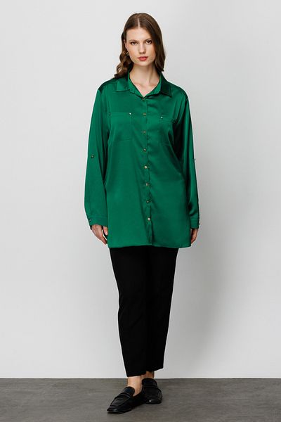 Ekol Πράσινη γυναικεία σατέν μπλούζα Plus Size 23201513