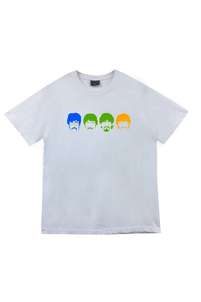 fame-stoned The Beatles Printed Unisex 100% βαμβακερό λευκό μπλουζάκι