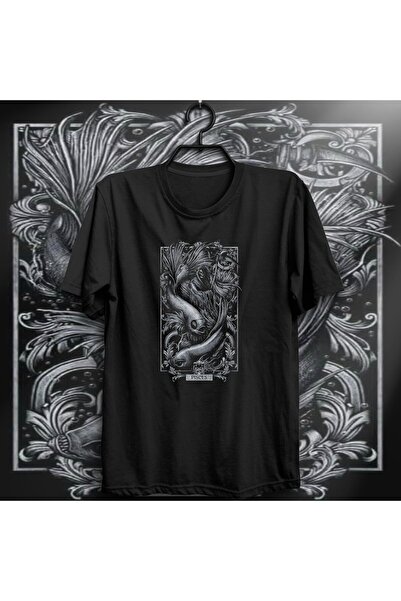 fame-stoned Unisex crni znak zodijaka Ribe Štampano T-shirt