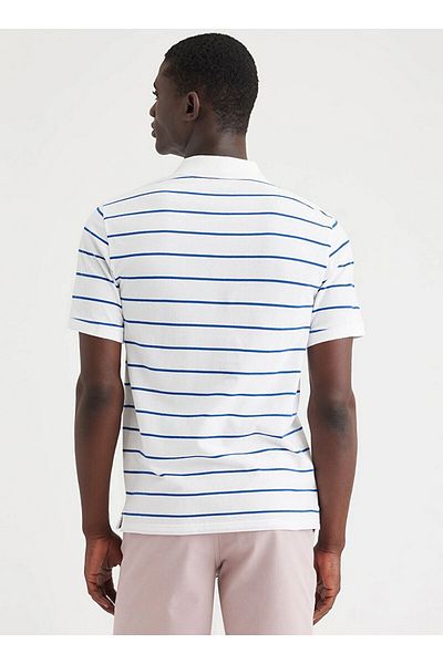 Dockers Tricou pentru bărbați, alb-albastru marin, cu gât polo, slim fit, A1159-0087