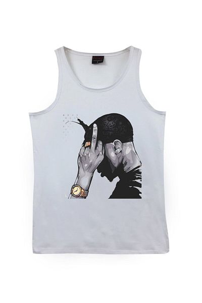 fame-stoned T-shirt Tupac Shakur με στάμπα με μηδέν μανίκια