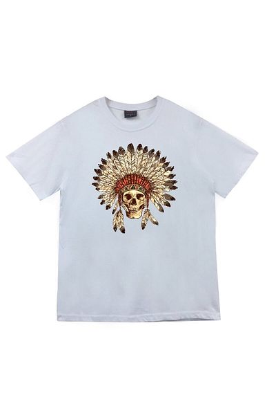 fame-stoned Μπλουζάκι Unisex με στάμπα ιθαγενών Αμερικανών 100% βαμβακερό λευκό
