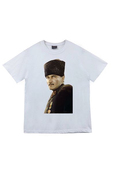 fame-stoned Μπλουζάκι Gazi Mustafa Kemal Atatürk με στάμπα Unisex 100% βαμβακερό λευκό