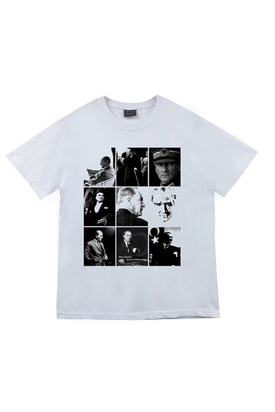 fame-stoned Μπλουζάκι Gazi Mustafa Kemal Atatürk με στάμπα Unisex 100% βαμβακερό λευκό
