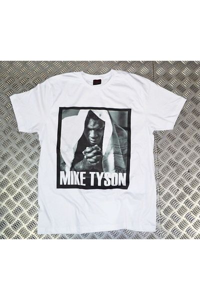 fame-stoned Tricou alb unisex 100% bumbac cu imprimeu Mike Tyson