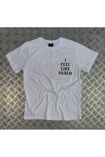 fame-stoned I Feel Like Pablo Printed Unisex 100% βαμβακερό λευκό μπλουζάκι