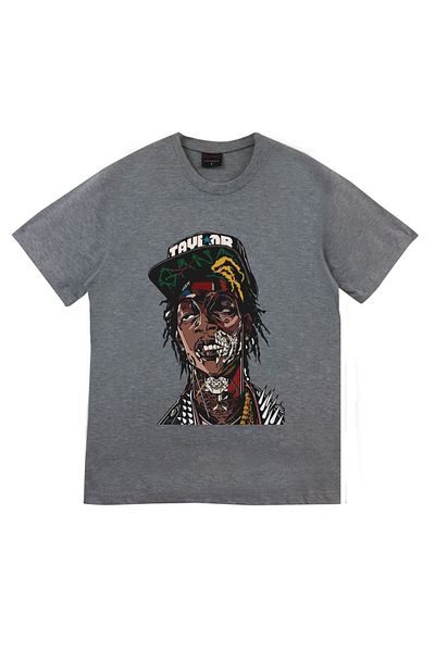 fame-stoned Μπλουζάκι Unisex Grey Crew Neck με στάμπα
