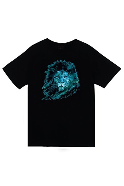 fame-stoned Aslan Štampano Unisex 100% pamuk Crna T-shirt