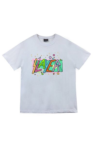 fame-stoned Slayer Printed Unisex 100% βαμβακερό λευκό μπλουζάκι