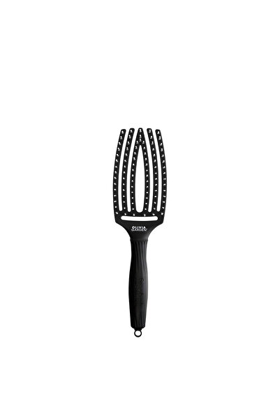 Olivia Garden Fingerbrush Boar Nylon Full Black M Saç Fırçası 8 Adet ve Stand