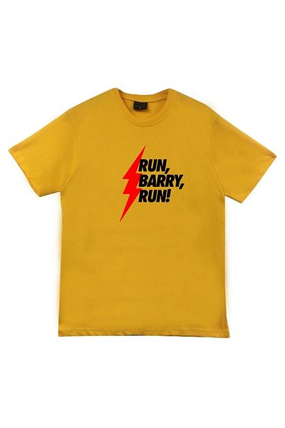 fame-stoned Унисекс жълта тениска Run Barry Run