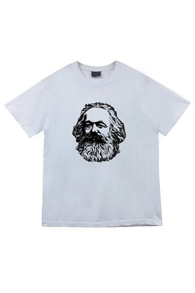 fame-stoned Μπλουζάκι Karl Marx Printed Unisex Λευκό 100% βαμβάκι