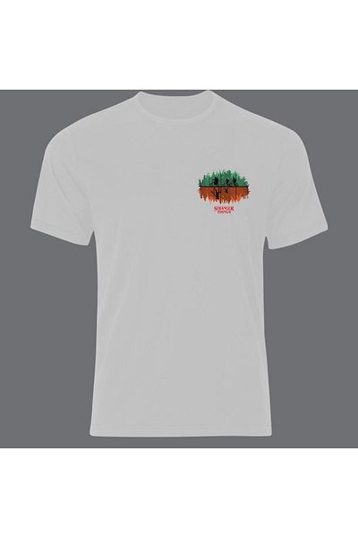 fame-stoned Stranger Things Printed Unisex 100% βαμβακερό λευκό μπλουζάκι