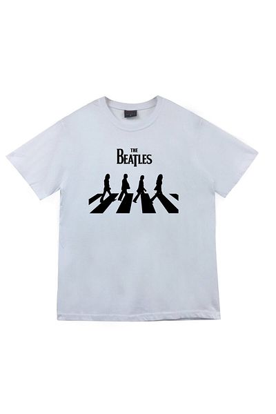 fame-stoned The Beatles Printed Unisex 100% βαμβακερό λευκό μπλουζάκι