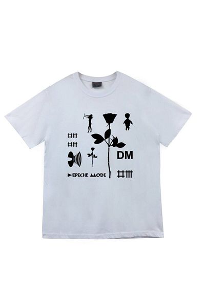 fame-stoned Λευκό μπλουζάκι Depeche Mode Printed Unisex 100% βαμβάκι
