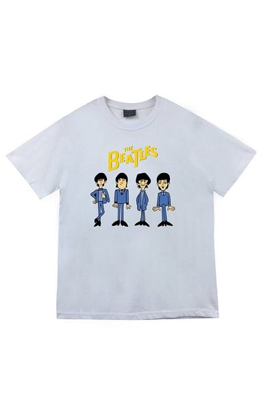 fame-stoned The Beatles Printed Unisex 100% βαμβακερό λευκό μπλουζάκι