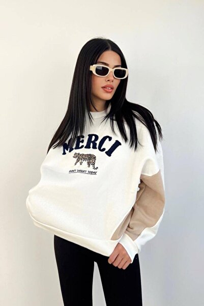 Mossta Sweat alb cu broderie tigru