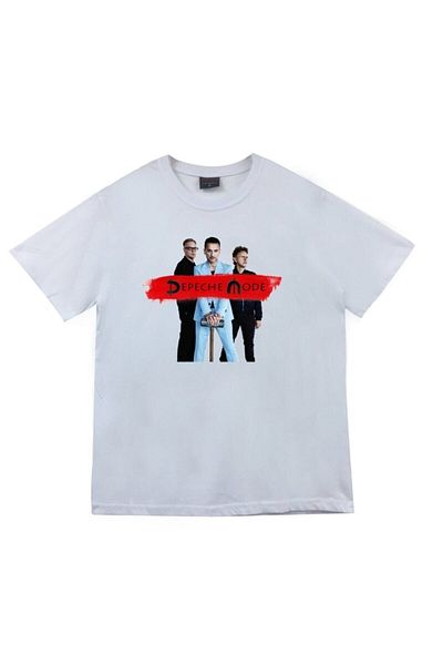 fame-stoned Λευκό μπλουζάκι Depeche Mode Printed Unisex 100% βαμβάκι