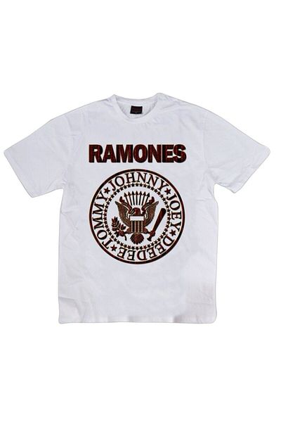 fame-stoned Μπλουζάκι Unisex White Ramones με στάμπα