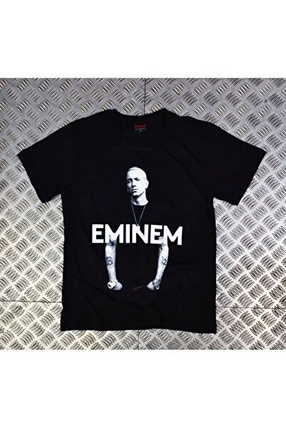 fame-stoned Tricou negru unisex 100% bumbac cu imprimeu Eminem