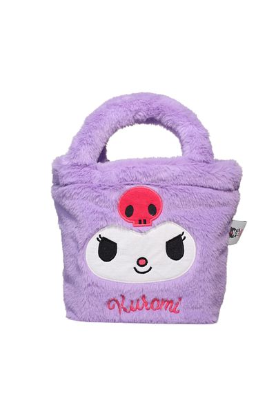 WİGGLE Wiggle Kuromi Soft Plush Furry Single Compartment Magnetic Children's Handbag