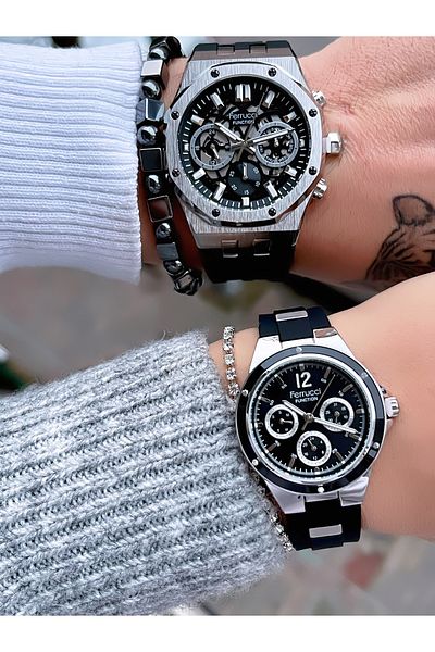 Ferrucci Functional Silicone Cord Lover Couple Wristwatch 3 Atm Waterproof 2 Years Warranty